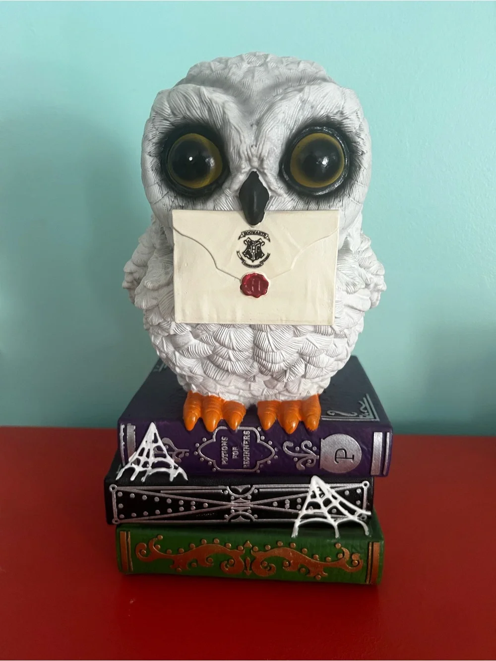Harry Potter Hedwig With Acceptance Letter On Book-stack Decor Halloween New 12”